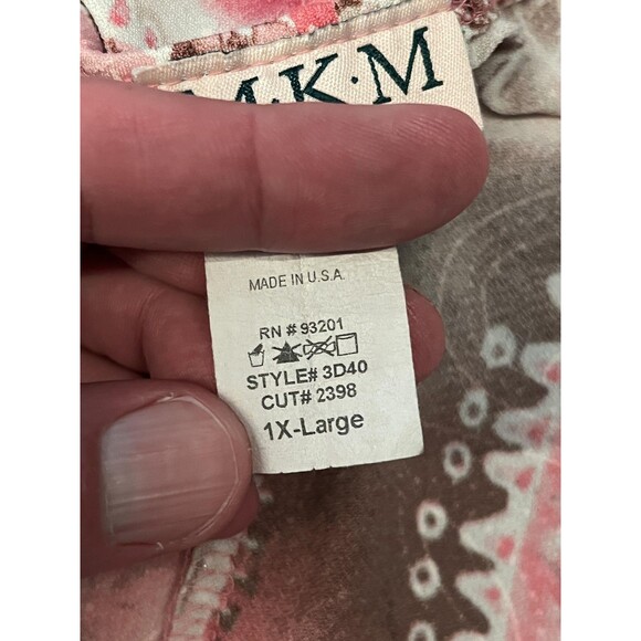 MKM Designs Dress Womens 1X Pink Brown Paisley Spaghetti Strap Bow Made USA - Picture 12 of 12